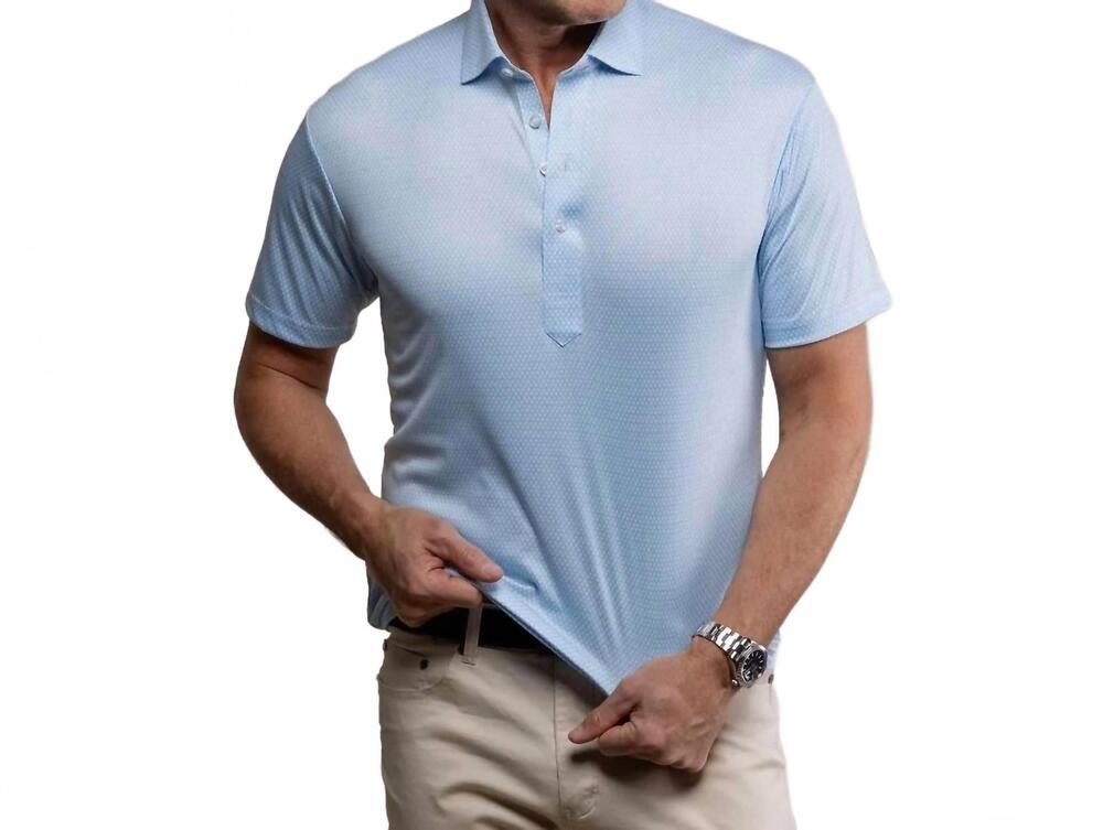 NEW COLLARS & CO. semi spread collar polo in vantage blue